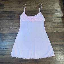 La Senza Mesh Pink Slip Dress Ruffle Sleeveless Lettuce Trim Y2K Coquette Small