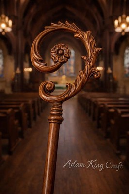 Wooden CROZIER Bishop Staff Crosier Quality Craftsmanship, 72'' Christmas