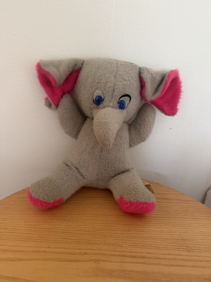 A 50+ year old novelty plush elephant from a real 1971 A&L Novelty Co. run — a tiny, tactile piece of American toy history.