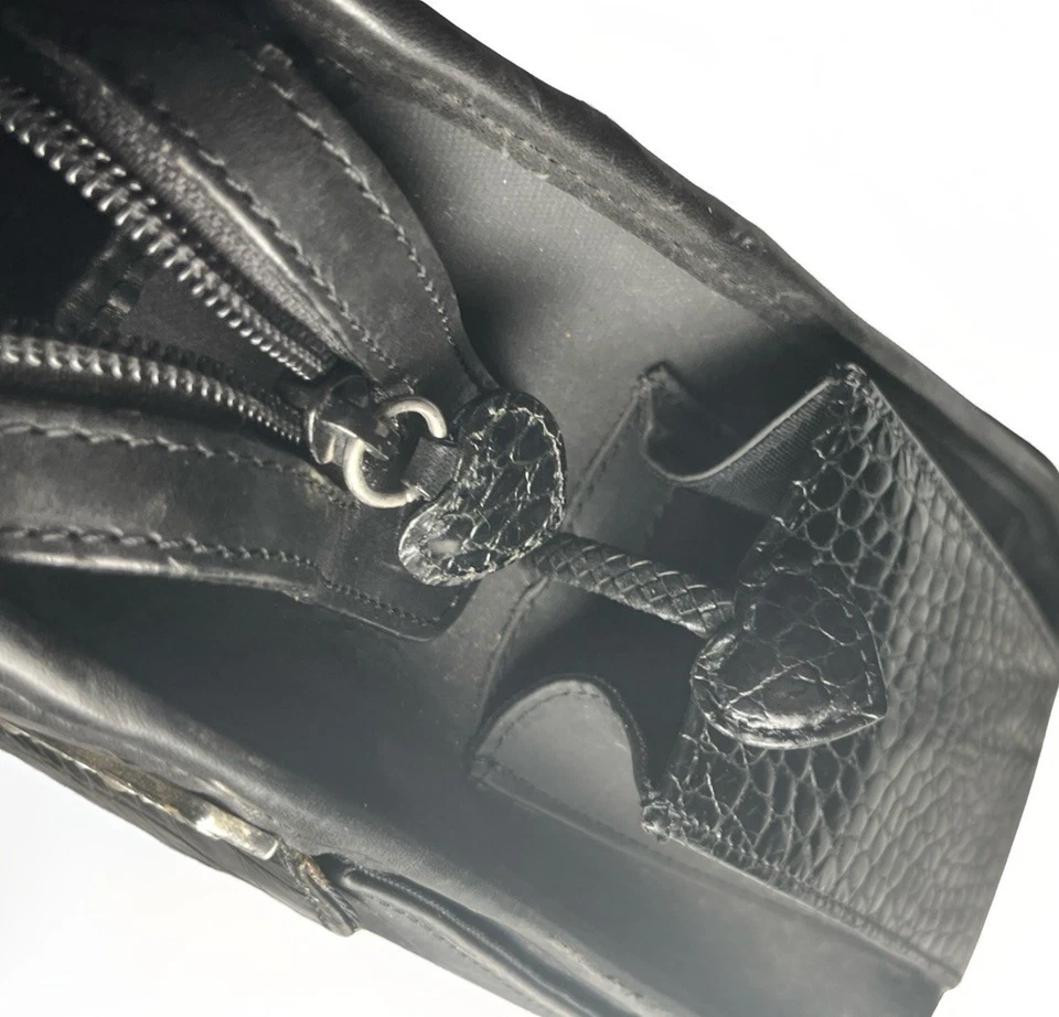 Brighton for Business Black Multi Pocket Canvas and Leather Laptop Tote Bag Rare - Image 2 of 4