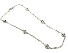 Judith Ripka Sterling Silver CZ Diamonique Heart Station Link Necklace