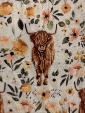 Highland Cow Nursery Soft Baby Blanket 38x 26 Flowers