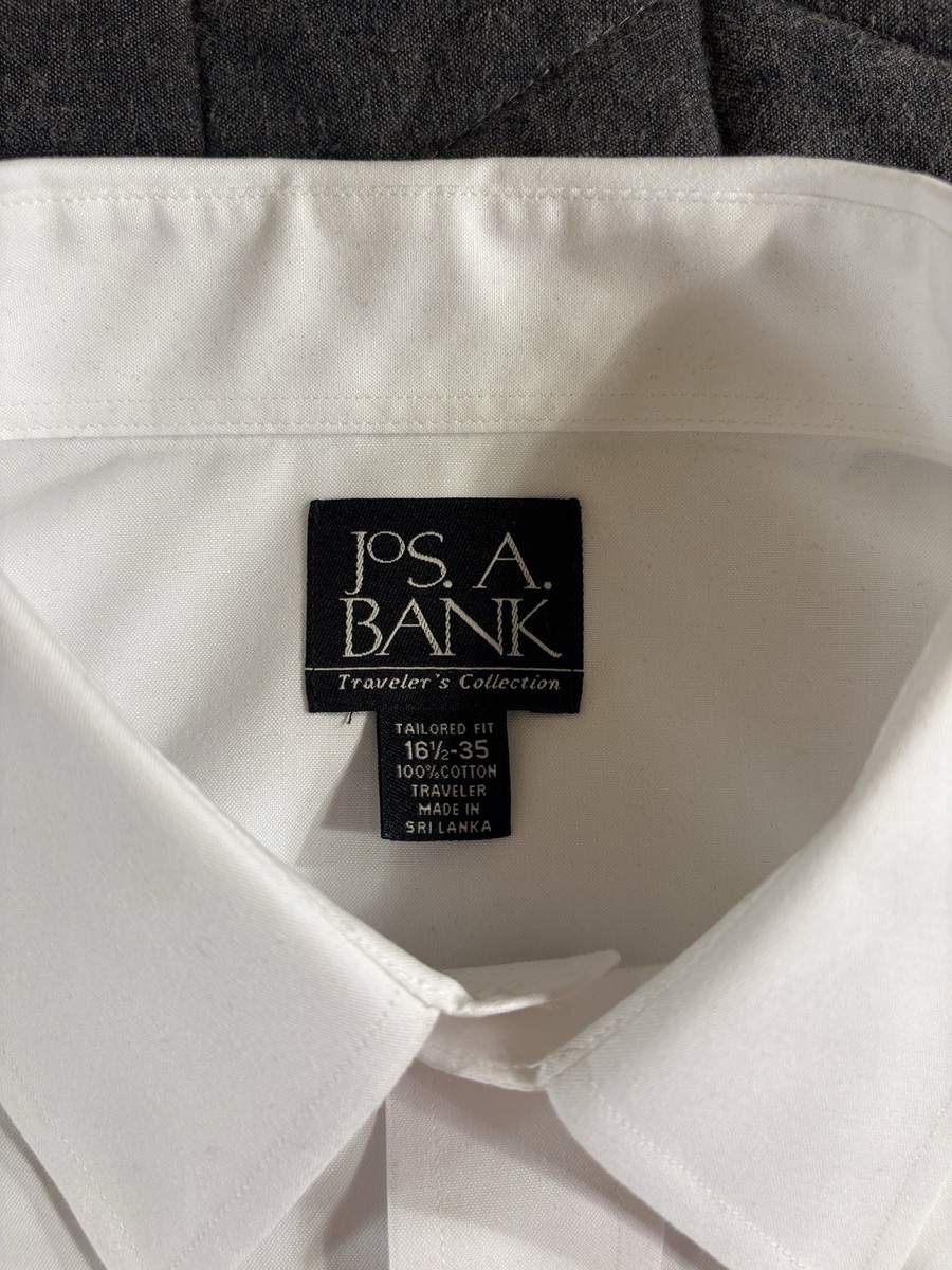 Jos A Bank Shirt Travelers Collection Tailored Fit 16.5"-35" Color: White View 2