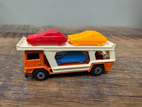 Vintage Matchbox Superfast Car Transporter w/ 3 Cars Lesney 1976