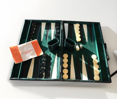 Vintage Backgammon Set Briefcase Travel Case Complete World Map Design Rule Book