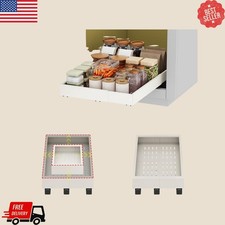 Pull Out Cabinet Organizer, Expandable Roll Out Shelf, White