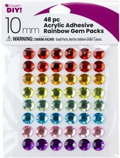 12er Pack - CousinDIY Acryl selbstklebende Edelsteine 10 mm - Regenbogen - A50026P9-3338