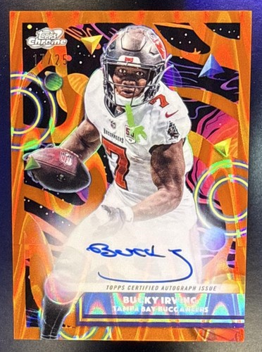 2025 Topps Cosmic Chrome Bucky Irving #CCA-BI Auto Orange Galactic Refractor /25