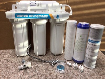 Four Stage Water Filter System White Housings PP, GAC, CTO, T-33 Faucet & Wrench