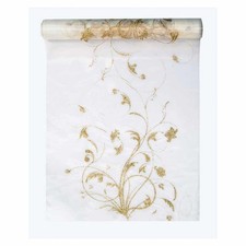 (1,32€/m) edler Organza goldender Brokat Tischläufer Dekoration Mitteldecke