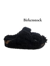 Birkenstock Papillio Black Shearling Daytona Slide Sandals