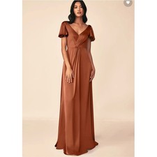 Azazie NWT Soren A-Line Stretch SatinFormal Dress in Cedar Rose // 4