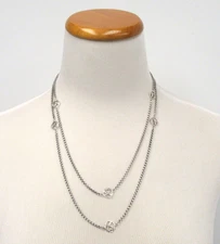 David Yurman Sterling Silver Logo Station Necklace 45" Long Layering