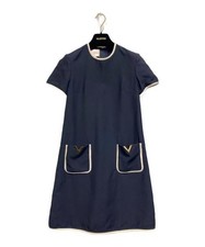 VALENTINO                    Crepe tulle dress navy 1B3VAZU21CF