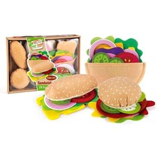 28PCS Felt Food Burger Sandwich Food Set Children Pretend to Play Food Sandwich