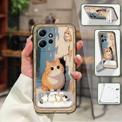 MYDING-Phone Case for Redmi Note12 4G,  Mirror Cute Plush Phone Holder Silicone