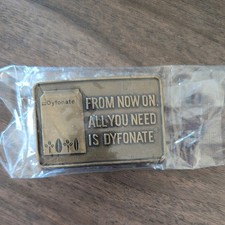 Vintage From Now On All You Need is Dyfonate Belt Buckle brass agriculture
