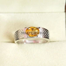 Citrine Oval Cut Gemstone With 925 Sterling Silver Ring For Men's #A950 #