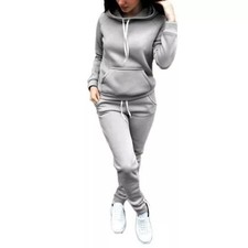 Women Casual Sweat Suit 2Pcs Set Hoodie Tracksuit Pants Tops Sweatshirt Sports