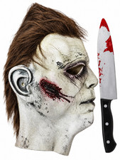 Michael Myers Latex Mask With Knife Halloween Horror Scary Cosplay Party Set