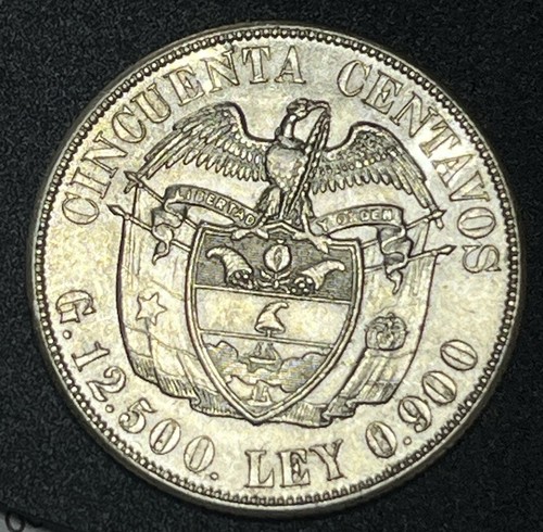 1934 Colombia 50 Centavos Silver Coin - Picture 2 of 2