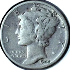 1944 D MERCURY DIME - 90% SILVER - 17.9 mm - 2.50 g - HIGHER GRADE - DM 074