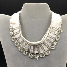 Baar  Beards Vintage Hand Made W. Germany White Beaded Sweater Collar Tattered