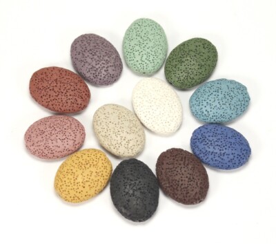 1 Stk. Lava Perlen Oval flach 32-34x24-25mm Farbauswahl Natur Lavaperlen