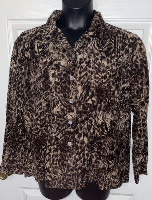 Vintage Chico's Design Sz XL Rayon Nylon Button Up L/S Shirt Top EUC
