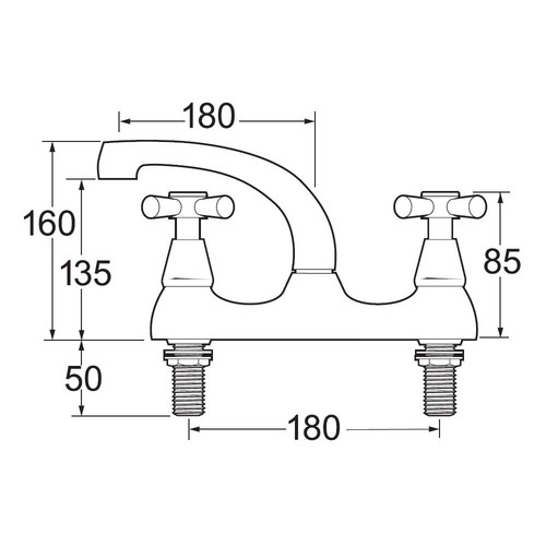 Deva Milan Deck Mounted Kitchen Sink Tap Chrome MILAN 105, 12 Year Warranty - Picture 2 of 3