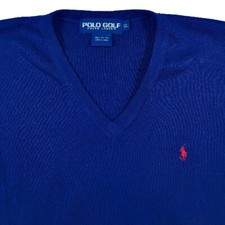Polo Ralph Lauren Men's XL Navy Blue 100 Cotton V-Neck Sweater Vest Extra Large