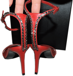 Details about Saint Laurent Jane Crystals Ankle Strap Red Leather Sandal Shoe 38.5 8.5 Pump SAINT LAURENT BLACK JANE SANDAL HIGH HEELS ANKLE STRAP 38 7.5 8 sold out YSL | eBay
