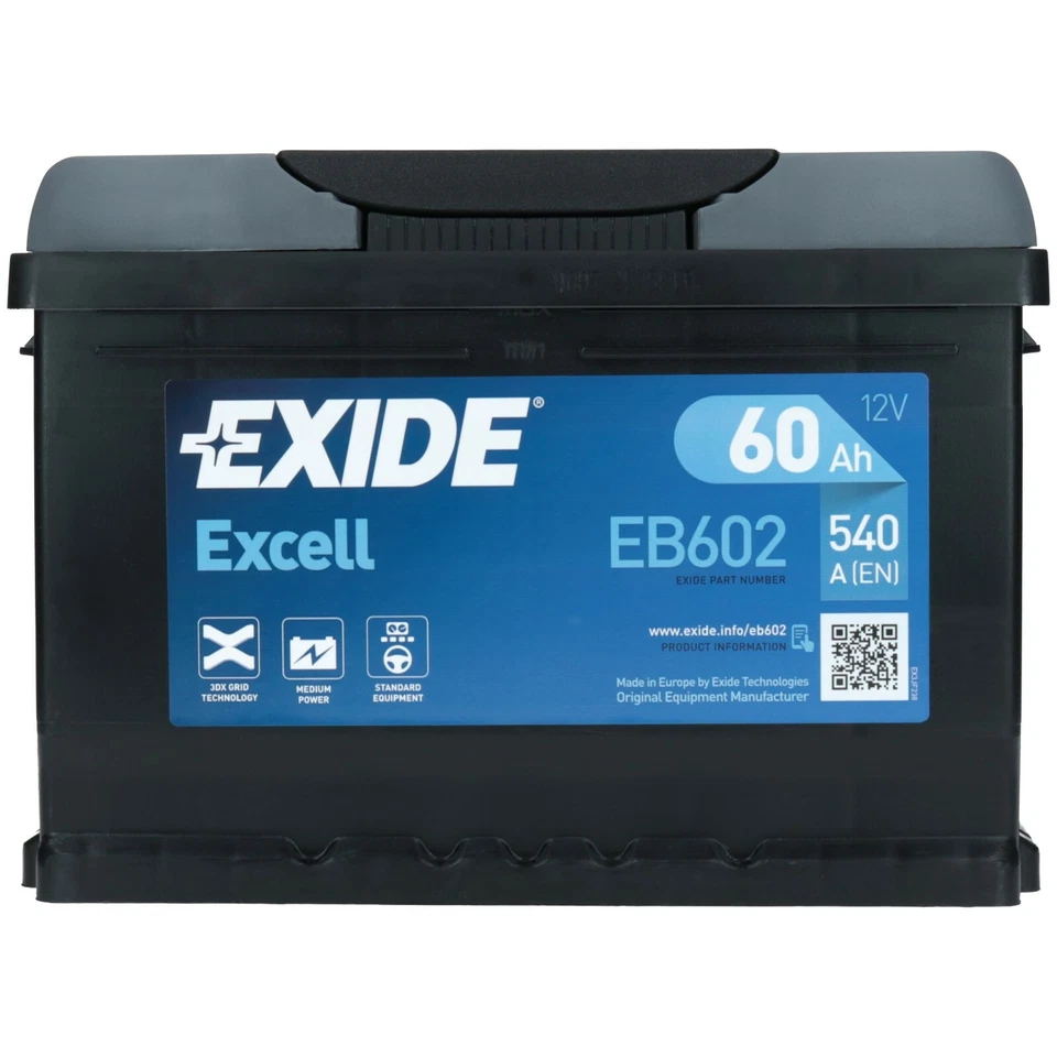 Starterbatterie Exide 12V 60 Ah EB602 Autobatterie Top Angebot gefüllt u geladen - Bild 3 von 4