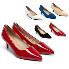 Women's Pumps 2" Kitten Heel Pointed Toe Office Lady Low Heel Dress Shoes US