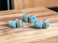 Larimar Stud Earring 925 Sterling Silver Larimar Stone Earring Larimar Crystal.