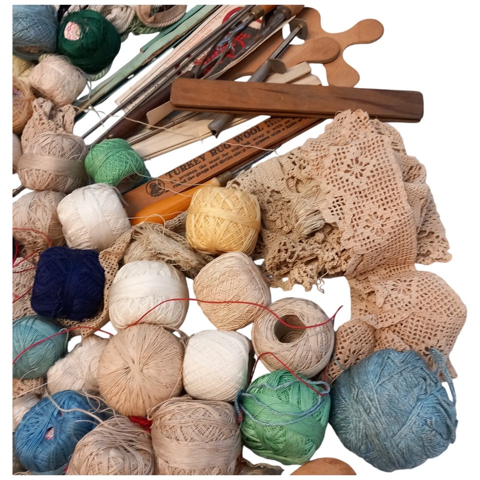 Assorted Craft Supplies Yarn Crochet Hooks Lace And Tools Job Lot