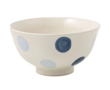 Two 4.75" Rice Bowls White w/Blue Dots