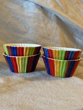 Whimsical Porcelain Dessert Cups Rainbow colors Ramekin 4oz