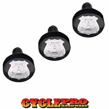 Black Billet Fairing Windshield Hardware Kit 96-13 Harley Touring - Police Badge