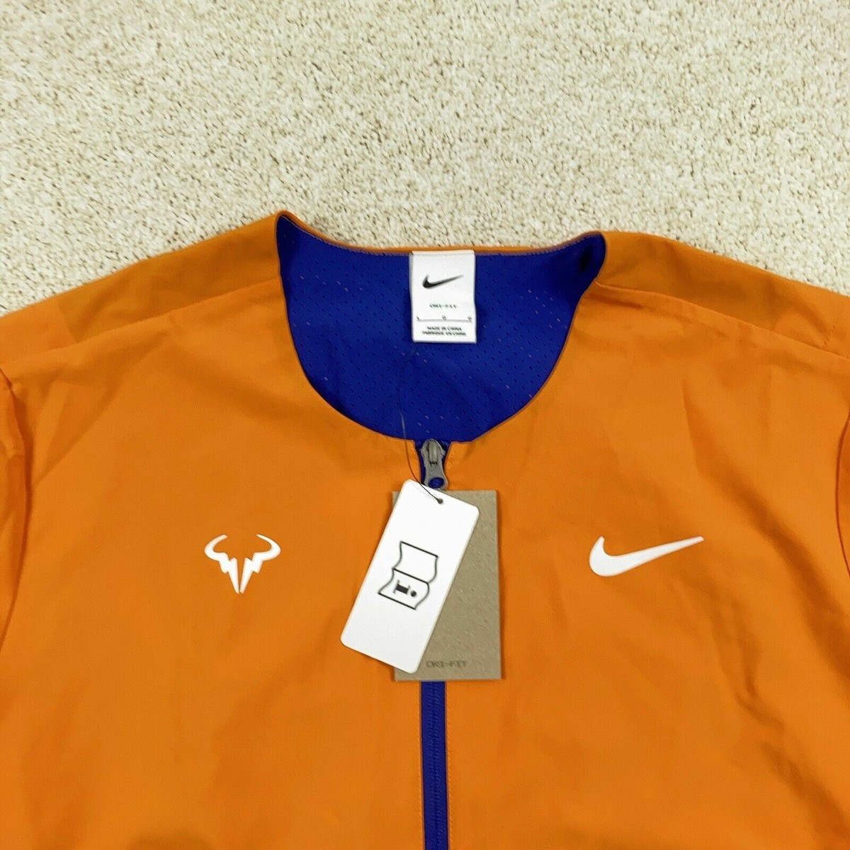 Nike Rafa Rafeal Nadal Dri Fit Jacket Full Zip Orange Blue CV2713