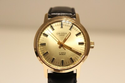 VINTAGE RARE CLASSIC GOLD PLATED MEN'S SWISS MECHANICAL WATCH ''ORIOSA'' 17 JEWELS