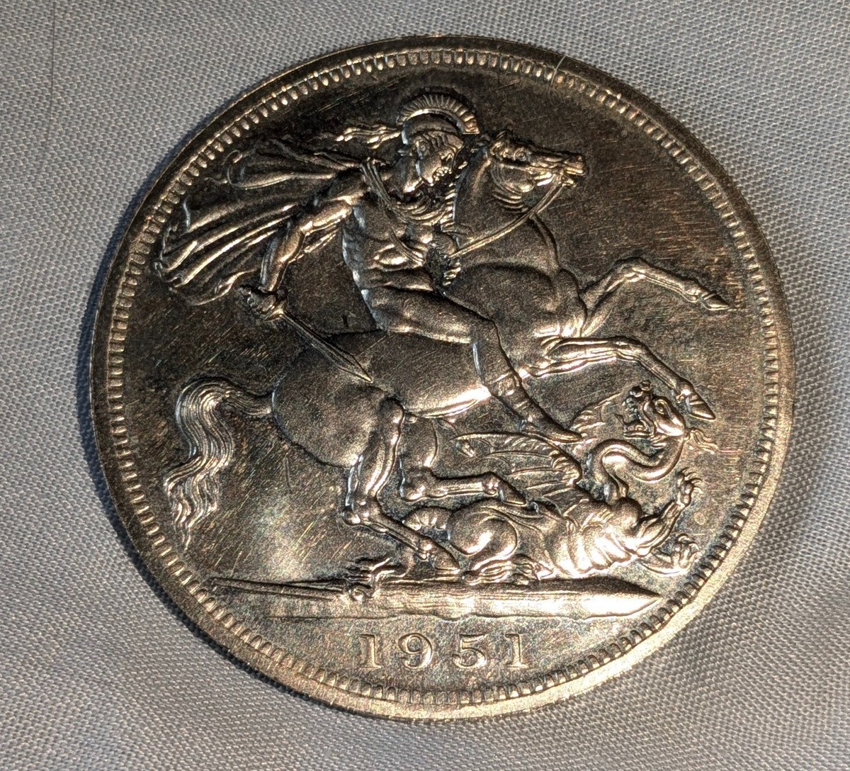 FESTIVAL of Britain Silver 1951 Crown Coin Old Box COA Antique