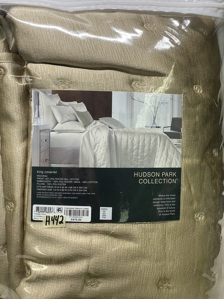 Hudson Park Collection Nuevo KING Acolchado Cobertor Dorado Nuevo Foto 4 de 4