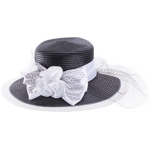 Women Straw Plain Wide Brim Hat Boater 