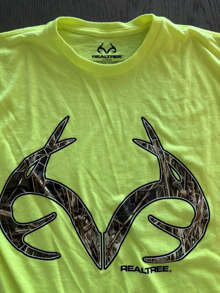 Camiseta REALTREE Amarilla Talla GRANDE42-44 Exterior Deportista Caza Pesca Cuernos Foto 2 de 4