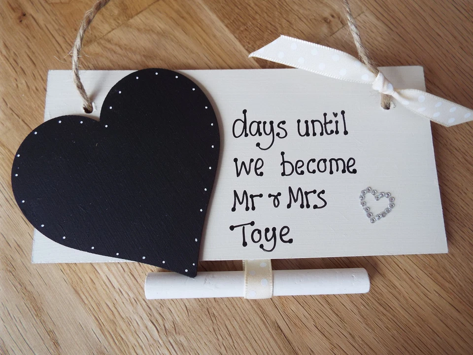 Personalised *countdown to wedding* chalkboard sign engagement gift Mr & Mrs - Image 2 of 4