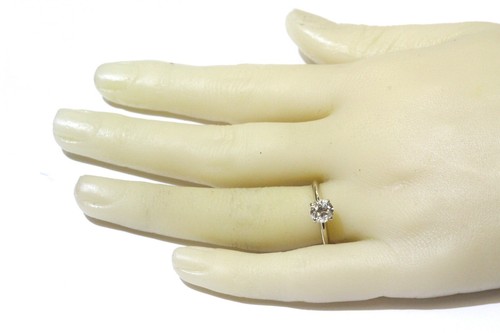 Anillo de compromiso solitario de diamantes redondos GIA 14k oro blanco 1,08ct VS1 J 2,1 g 7 - Imagen 10 de 11