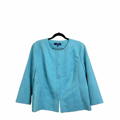 Rsvp by Talbots Matelasse Pineapple Blazer Jacket Blue Size 18W Textured