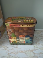 Caro Nan Wooden Basket Purse Painted Signed Lined Memphis 1971 Penny NICE