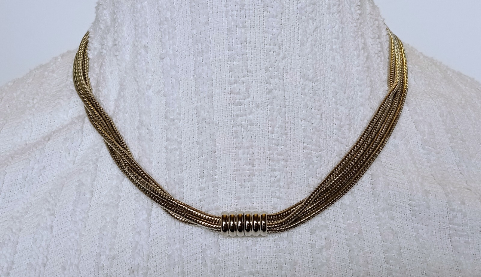 Multiple Silvertone Snake Chain Collar Necklace 1… - image 5